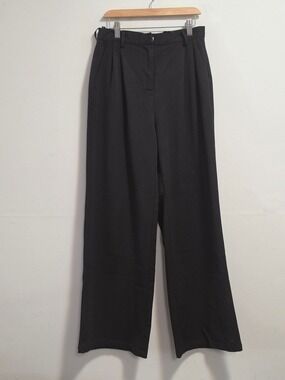 Genquo Classic High-Waist Black Wide-Leg Pants